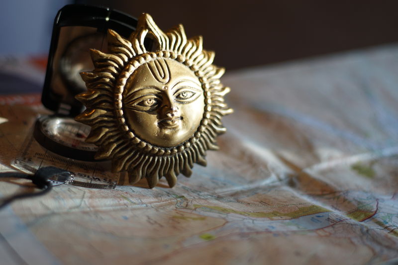 A nice picture of the sun on a map