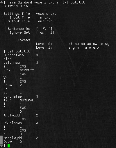 Sample use and output.